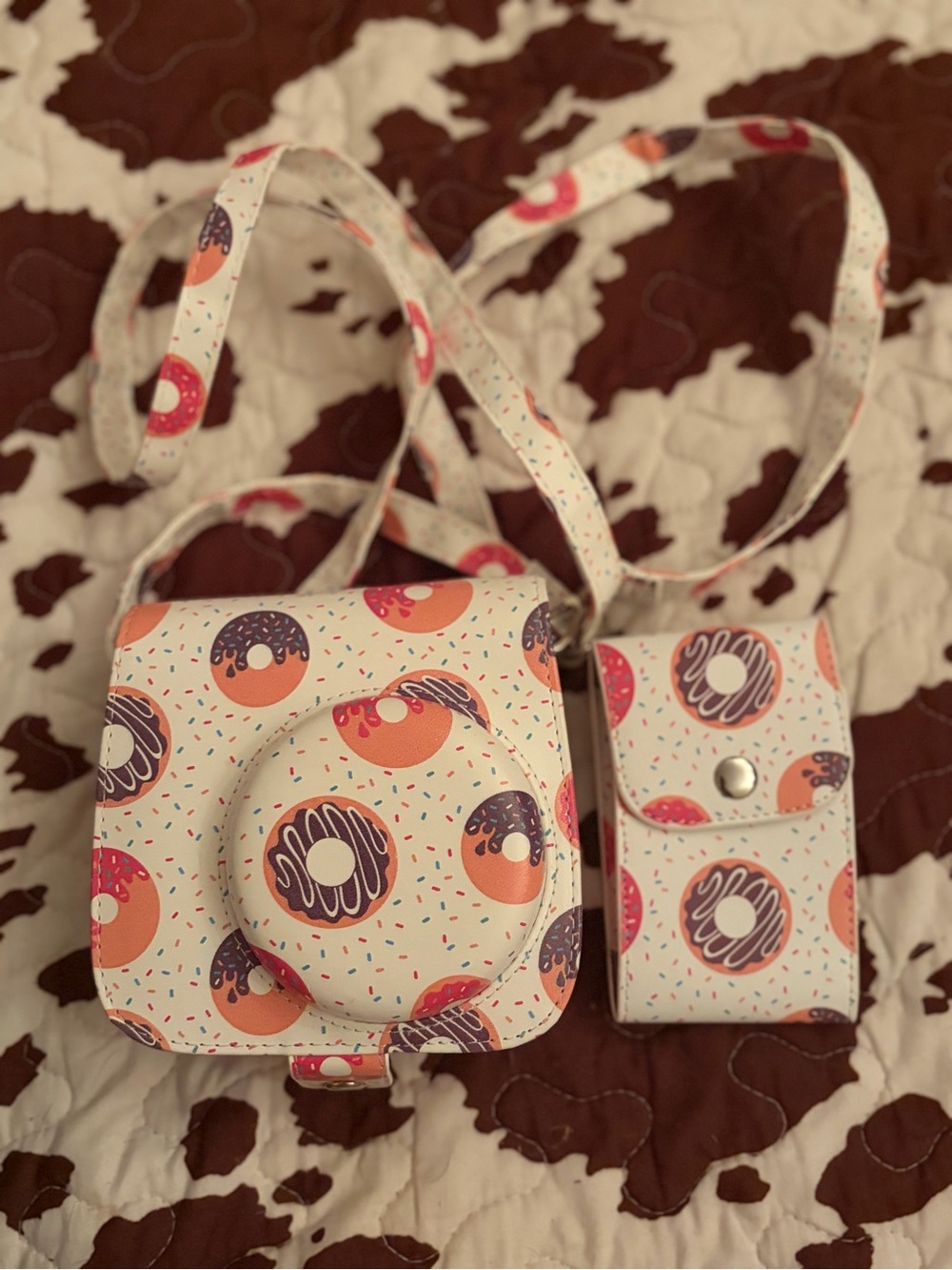 Instax Donut Print Camera Case and Pouch in White and Pink